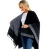 Poncho Femme Châle Doux Viscose Nylon Polyester Oversize