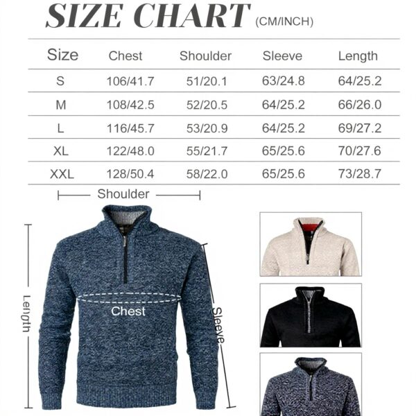 Pull homme KTWOLEN fermeture éclair 34 col montant polaire