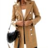 Manteau femme laine tweed Aidodmom double boutonnage mi-long