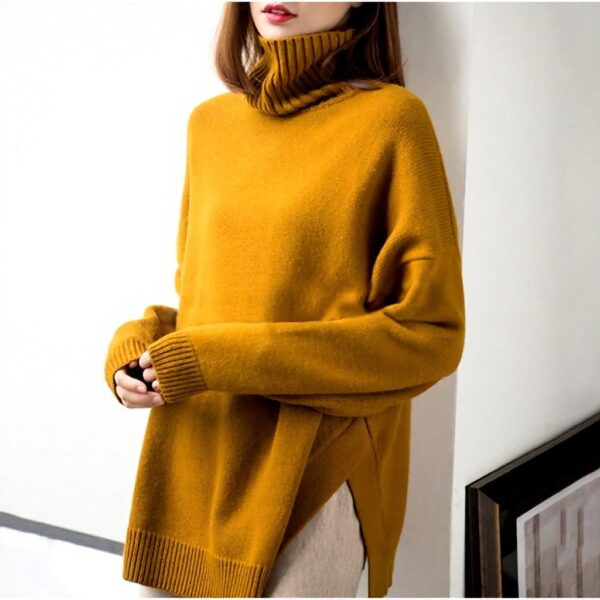 Pull en Cachemire Femme Wenwenma Col Haut Mode Confortable